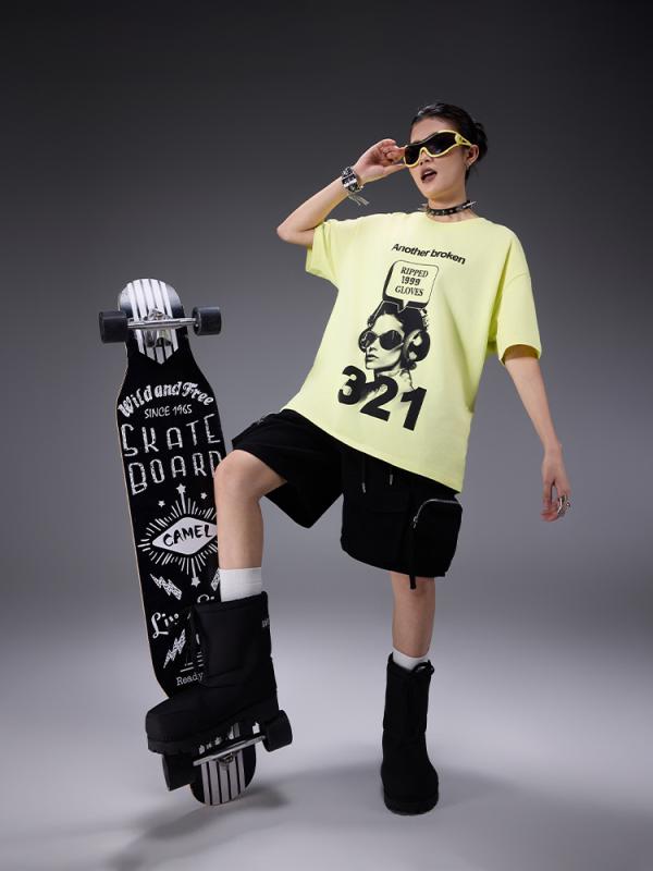 Tシャツ レディース 春夏 半袖 五分袖 ゆったり カジュアル 英字 ロゴ プリント クルーネック カットソー トップス 街頭系 アメリカン ストリート｜モズラボ