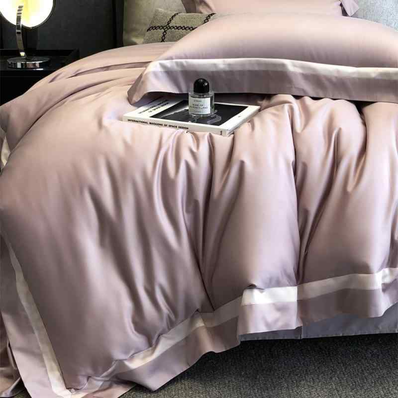 布団カバー 四点セット 天?棉調 シルクタッチ 肌触り 柔らかい 快適 通気性 なめらか 寝具セット 敷きシーツ ベッドシーツ 枕カバー フラットシーツ 無地 シンプル 高級感 洗える シングル ダブル クイーン｜モズラボ