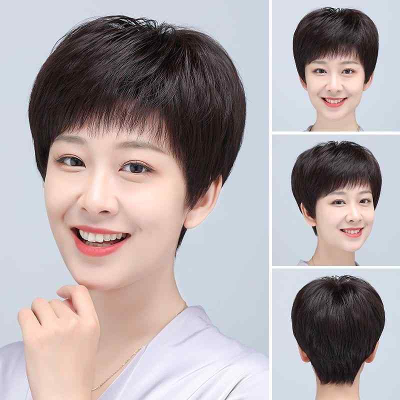 ウィッグ レディース フルウィッグ ショート ボブ ストレート 人毛 自然 軽量 通気性 女性用 かつら 50代 60代 ミセス 母親 小顔効果 プレゼント｜モズラボ