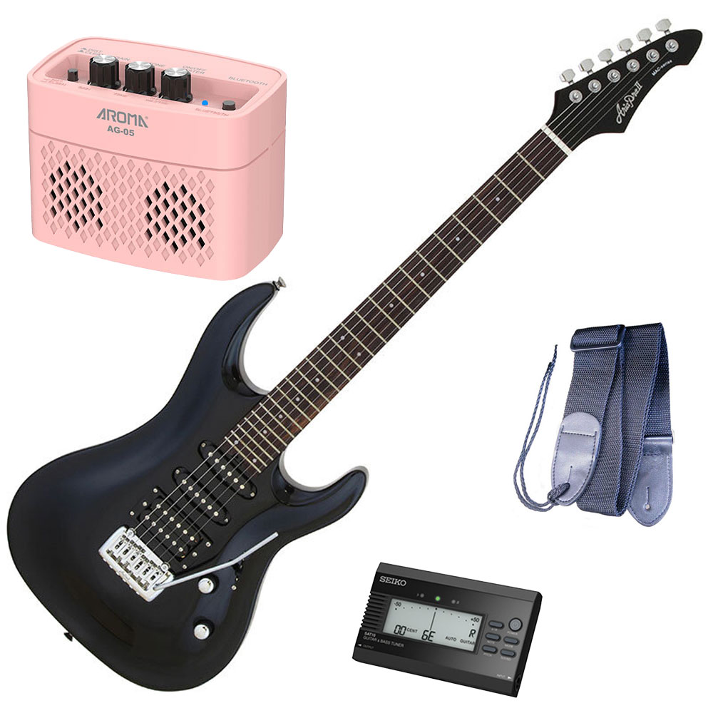 セイコーチューナー＆アンプ＆教則セット！アリア エレキギター AriaProII MAC-STD MBK＋SAT10B＋ギターストラップ＋AG-05 PK＋教則DVD 28,139円