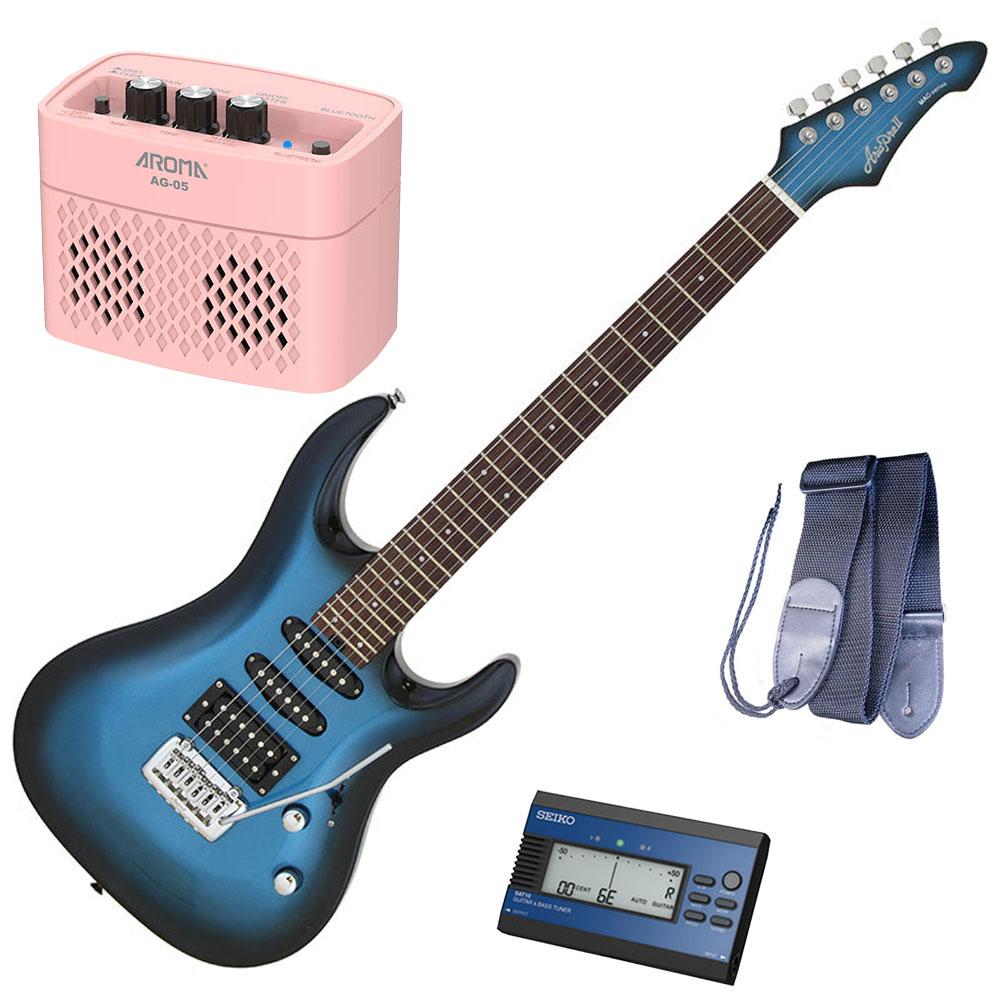 セイコーチューナー＆アンプ＆教則セット！アリア エレキギター AriaProII MAC-STD MBS＋SAT10L＋ギターストラップ＋AG-05 PK＋教則DVD