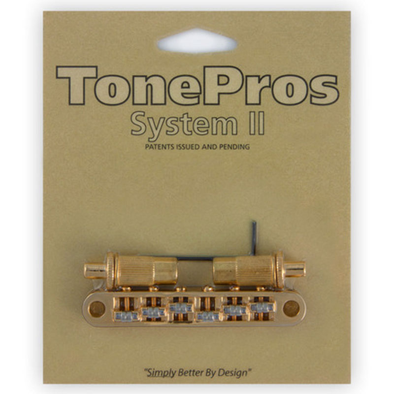 トーンプロズ エレキギター用ブリッジ ゴールド TonePros Metric Tuneomatic large posts, Roller saddles TPFR-G