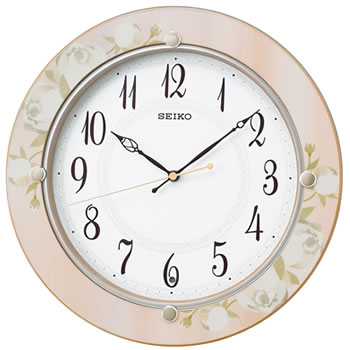 セイコー【SEIKO】電波クロック　掛け時計 花柄模様枠 KX220P★【おやすみ秒針】
