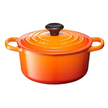 ル・クルーゼ【LE CREUSET】ホーロー鍋 両手なべ 18糎 オレンジ色 25177-18090-2422★【シグニチャー】