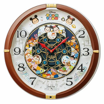 セイコー【SEIKO】からくり掛け時計 Disney Time ディズニータイム 茶メタリック　FW588B★【ディズニーツムツム】｜日本橋CHACHA！店