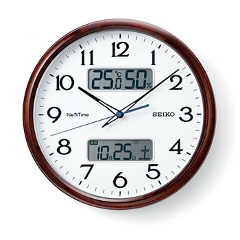 セイコー【SEIKO】電波掛け時計 ネクスタイム 茶木目模様 ZS252B★【温度・湿度表示】｜日本橋CHACHA！店