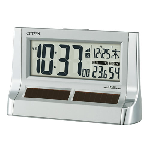CITIZEN 電波目覚まし時計 パルデジットソーラー 8RZ128-019 リズム【単3形x3本別売】【温度湿度表示】