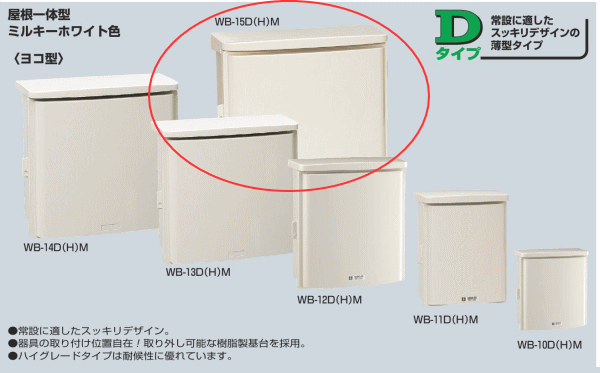 未来工業 WB-15DM ミルキーホワイト色 ウオルボックス 屋根一体型（ヨコ型）