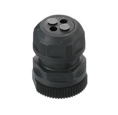 オーム電機 【 OA-W16-404 】キャプコン 防水型ケーブルグランド OA-W マルチタイプ 耐油性 黒（取付穴径φ21mm 適合電線径 φ3～4mm 穴数 4）【20個入】