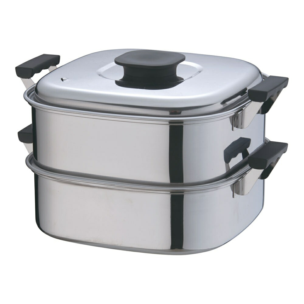 業務用　蒸し器　2段　蓋付き Amazon｜EBM 18-8 業務用角蒸器 30cm 2段｜蒸し器・せいろ