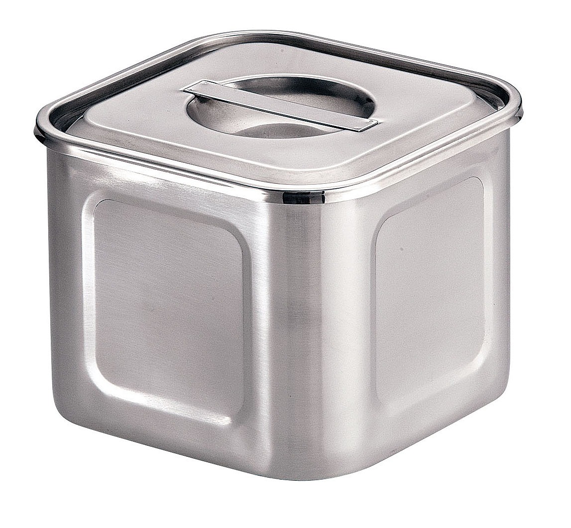 楽天市場】18-8深型角キッチンポット 目盛付 10.5cm【 キッチンポット