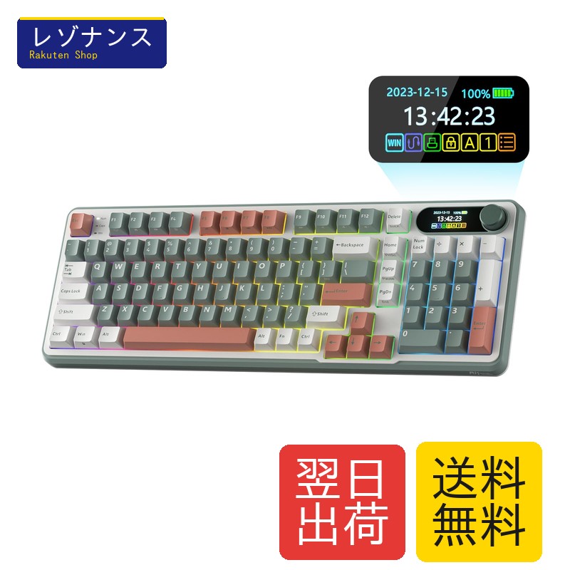 RK ROYAL KLUDGE S98 力学的鍵盤、かっこ良い見せびらかすおよびノッブ付き添い人、いの一番マウント 96% ワイヤレスメカニカルキーボード BT/2.4G/USB-C、熱っぽい引き替える能力のある、ソフトウエア受け支える、大電気容量乾電池、98 足がかり、QWERTY US レイアウト