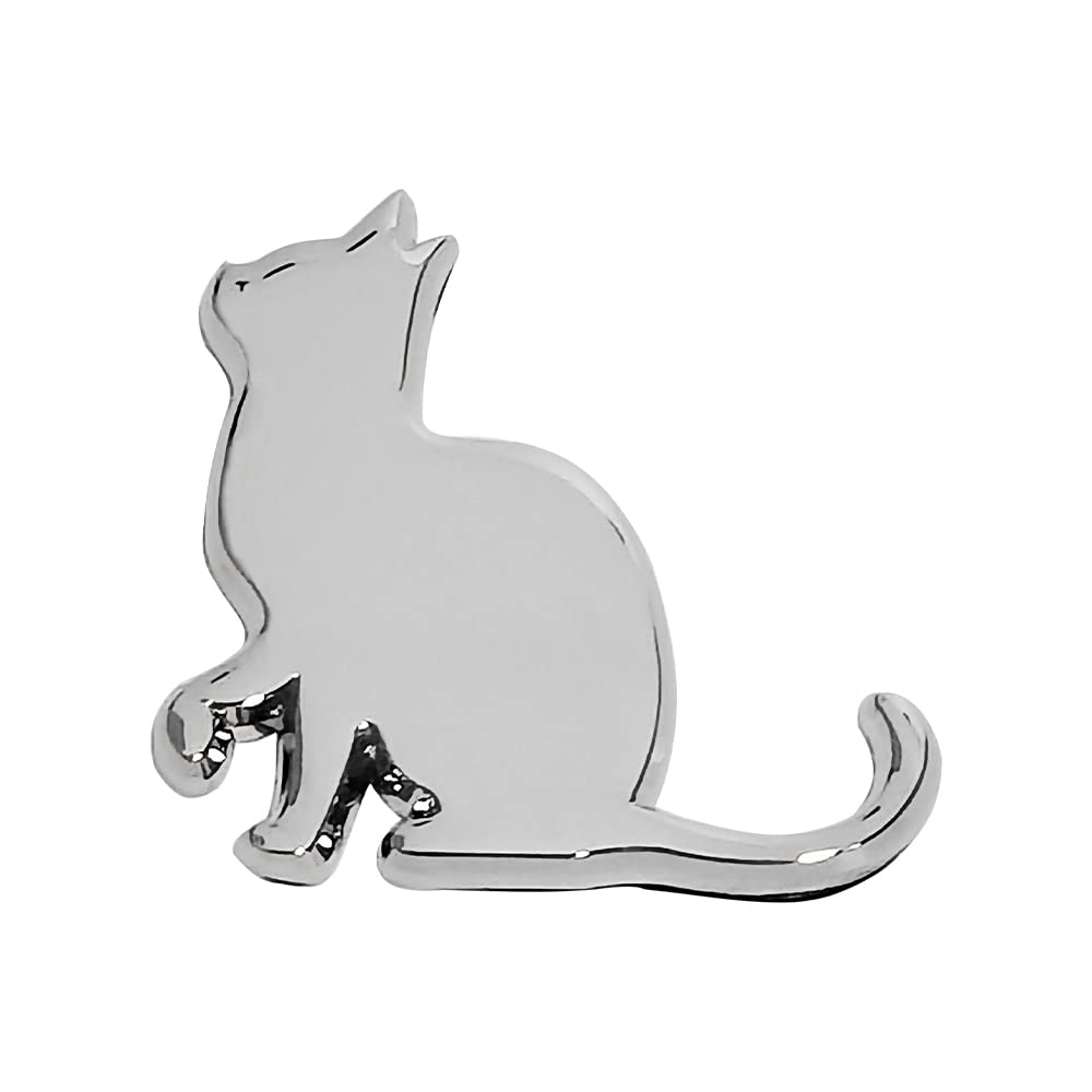 FUTWOD 3Dステッカー 猫 エンブレム ネコ かわいい 面白い 防水 耐候 デカール おしゃれ キャット カーステッカー バッジ シルバー 車用 バイク 飾り スーツケース キズ隠し 見上げる猫画像