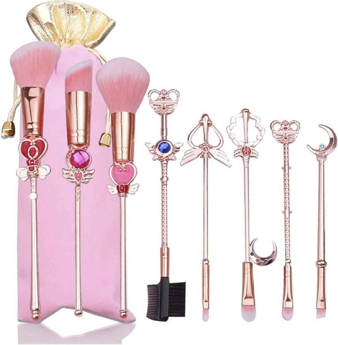 化粧筆 メイクブラシ アイブラシセット可愛いくて 8本セット 繊維毛 人気 美少女戦士セーラームーン【最高の贈り物】 (pink)画像