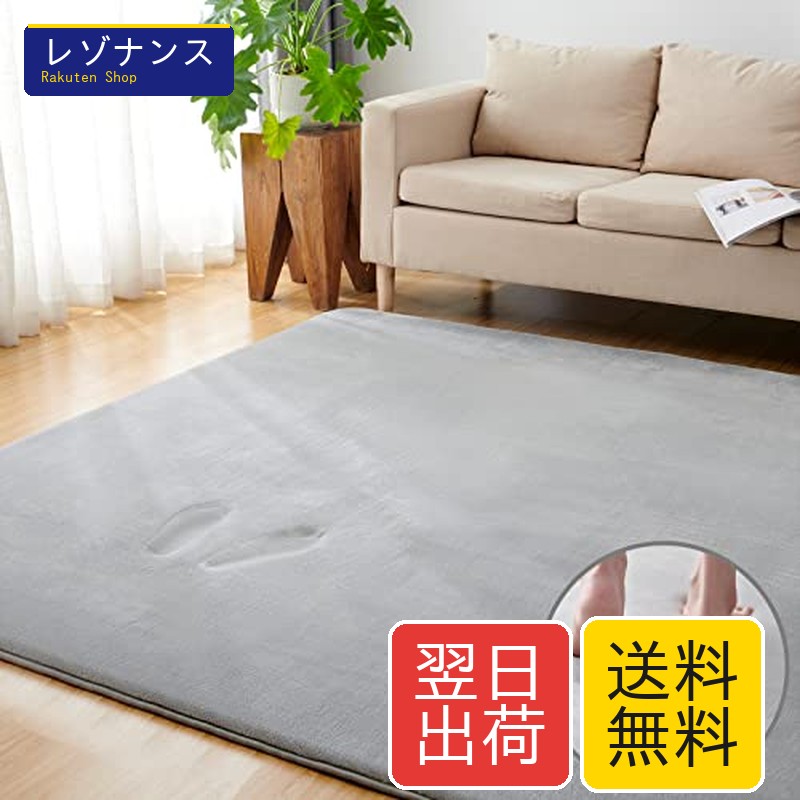 カーペット ラグ 低反発 極厚25mm 滑り止め付 厚手 ラグマット 防音 じゅうたん フランネル 抗菌・防ダニ加工 オールシーズン 絨毯 ふわっと手触り こたつマット 床暖房・ホットカーペット対応 185x185cm(約2畳) グレー