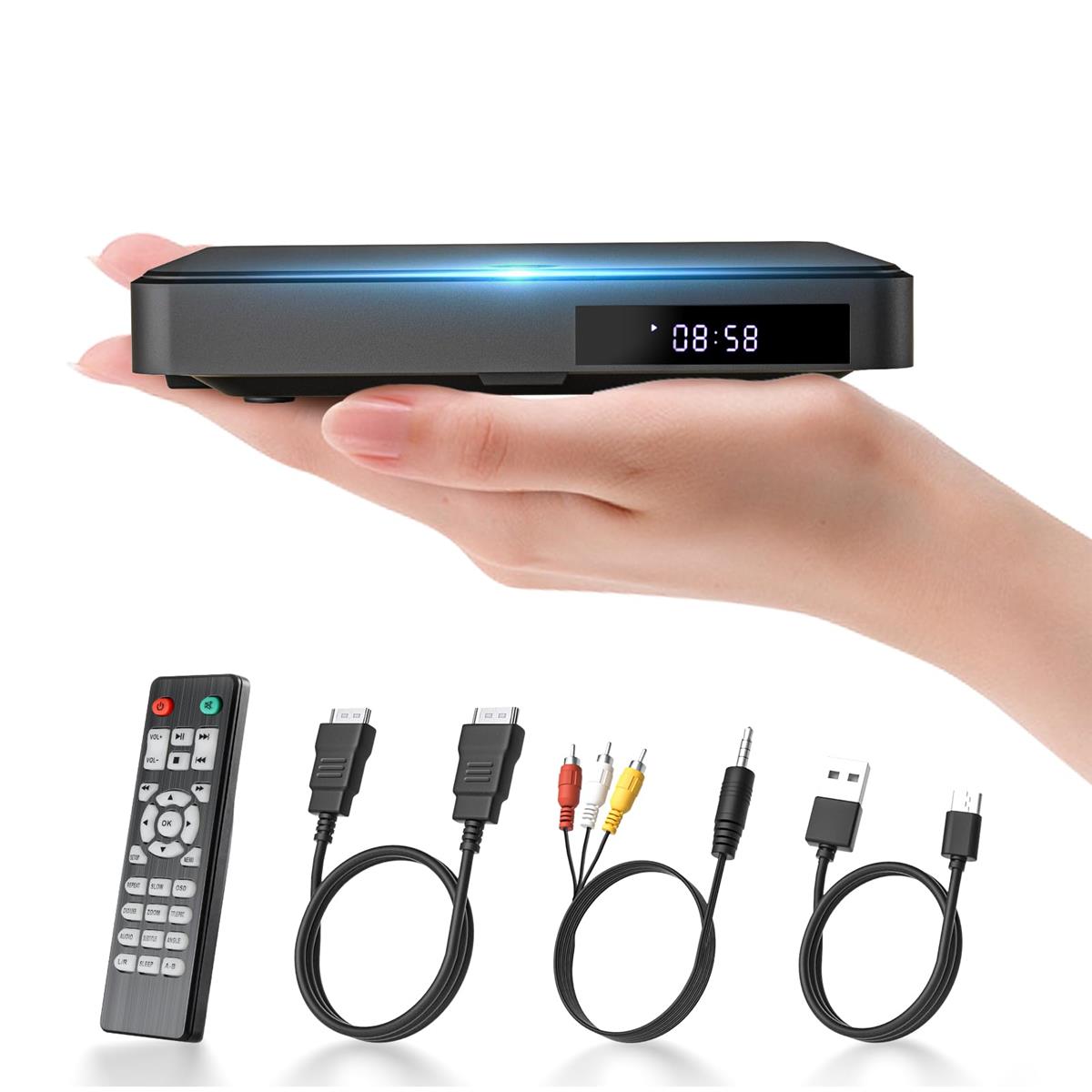 Arafuna ミニDVDプレーヤー 1080Pサポート DVD/CD再生専用モデル USB給電 リージョンフリー CPRM対応 HDMI出力 録画の再生、番組、地上デジタル放送 テレビ/プロジェクター接続可能 Blue-ray非対応 イヤホン端子/HDMI/USBケーブル/AVケーブル/リモコン付き