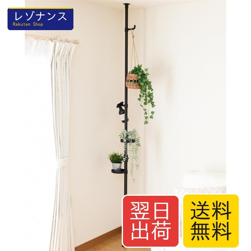 山善 突っ張り仕合わせ 極点ハンガー プランタースタンド WJE-11RM 幅30×奥ふかさ30×高さ190-260糎 引っ敷き黒いこと 1個 山善(YAMAZEN)