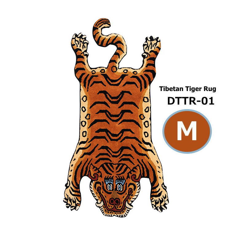 チベタン タイガーラグ DTTR-01 M大いさ Tibetan Tiger Rug Medium 75×130糎 引っ敷き 寅 虎 引っ敷き 引っ敷き 入り口・入口つや消し 虎