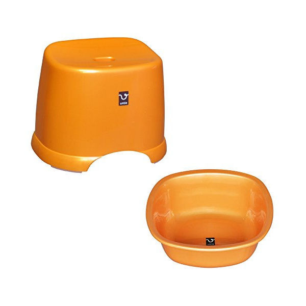 【SALE／59%OFF】 シンカテック アンティー 感謝価格 風呂椅子 オレンジ 湯桶セット CODE：221587