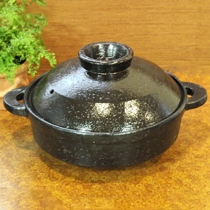 (着後レビューで500円OFFクーポン)( 長谷園 IH対応ヘルシー蒸し鍋「優」 大 黒釉 )伊賀焼 NC-23