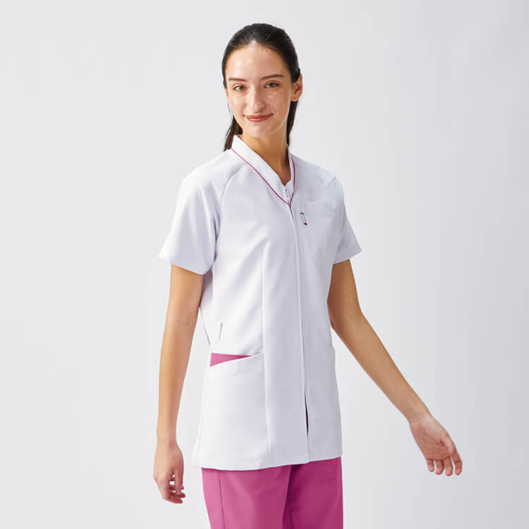 【スクラブ白衣 Vネック】男女兼用 「前ファスナー仕様」４色 SS～5L ドクターウェア ナース服 / ルコックスポルティフ UQM1525N