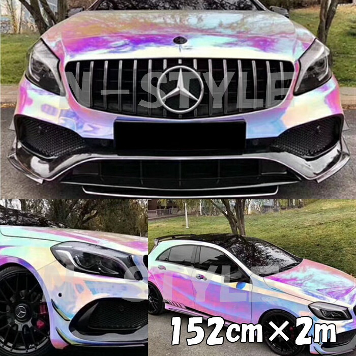 レインボーメッキ 保護フィルム付 135cm&times;2m ピンク カーラッピングフィルム 耐熱耐水 マジョーラカメレオン カッティングシート ステッカー｜Ｎ-STYLE