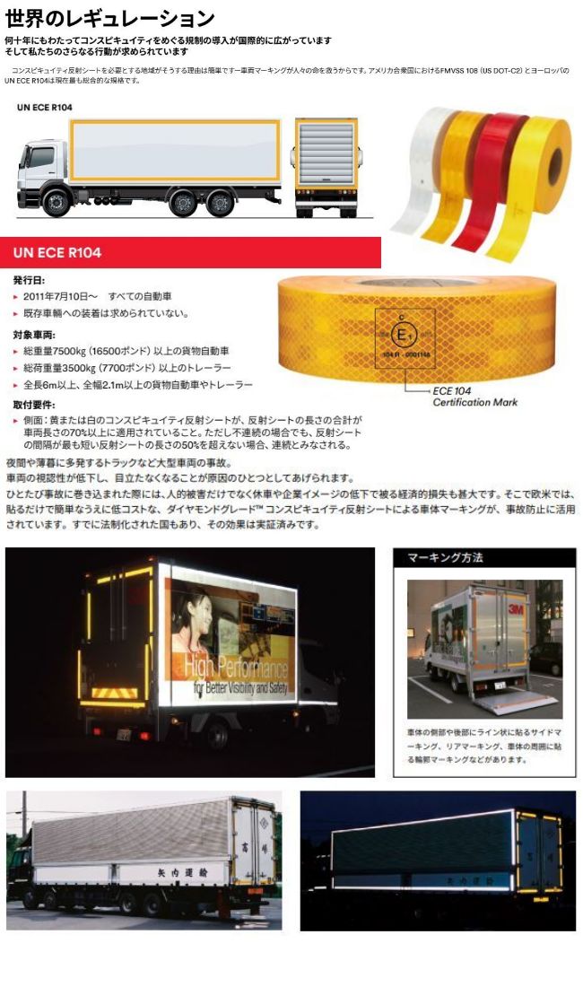 3M反射テープ53.5mm幅×10mコンスピキュイティ983シリーズレッドイエロー蛍光イエローホワイトより選択トラック自動車バイクなどにリフレクトテープ