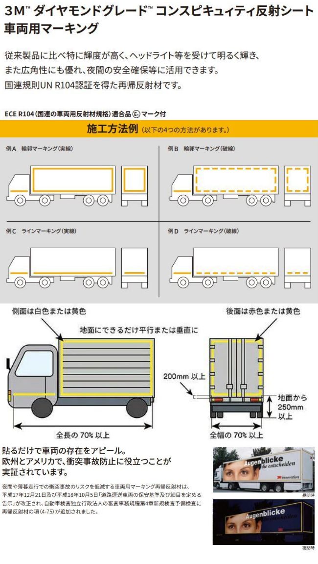 3M反射テープ53.5mm幅×10mコンスピキュイティ983シリーズレッドイエロー蛍光イエローホワイトより選択トラック自動車バイクなどにリフレクトテープ
