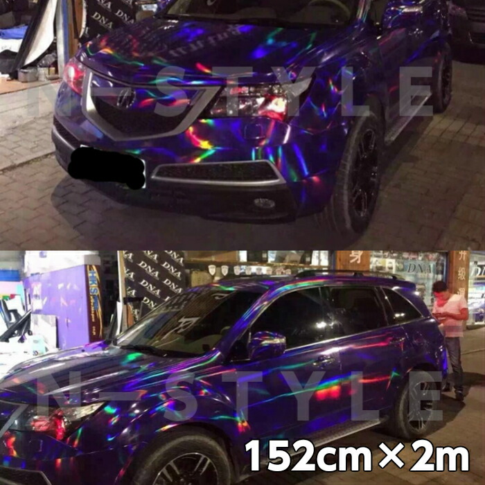 カーラッピングシート マジョーラメッキ 152cm×2m パープル ホログラム調メッキ カーラッピングフィルム 耐熱耐水裏溝付 カッティングシート ステッカー|N-STYLE