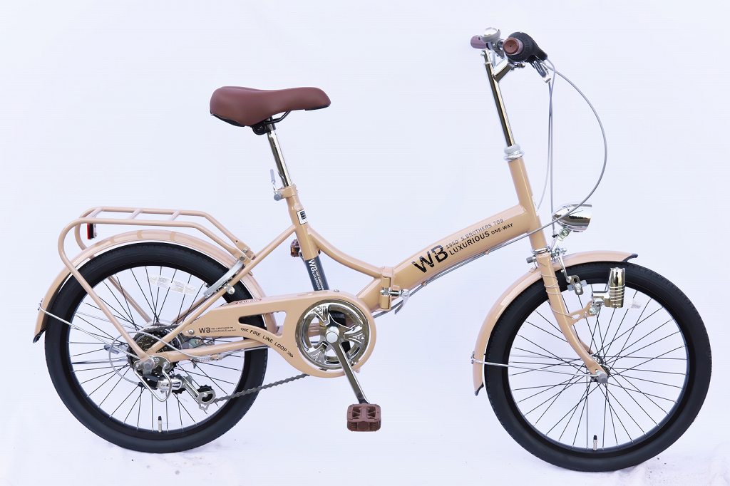【貨物輸送無料】ラグジュリアス206折りたたみ銀輪（色：喫茶店）【ウエルビーサイクル製作】パウダーコンパクト レトロ感 今めかしい 一般受け 6段変速