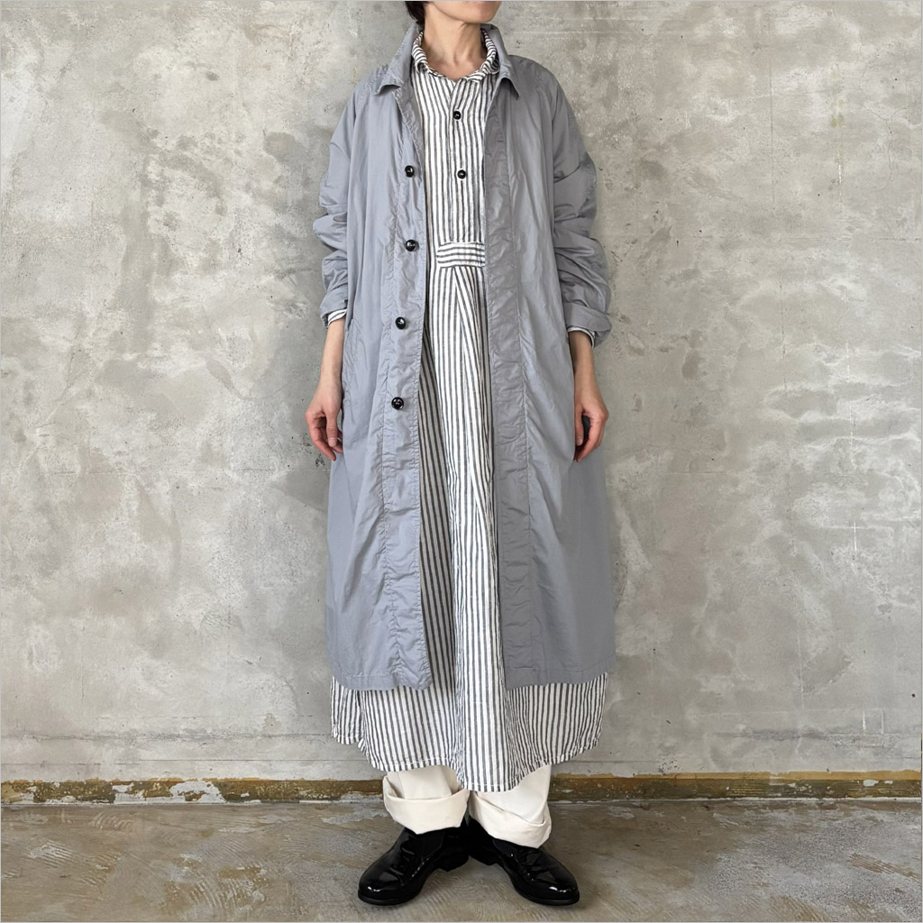 HTS [エイチ お茶 エス] 60s綿織物ポプリン後染め バルマカーンコート レディース INHT2601CP blue/marine