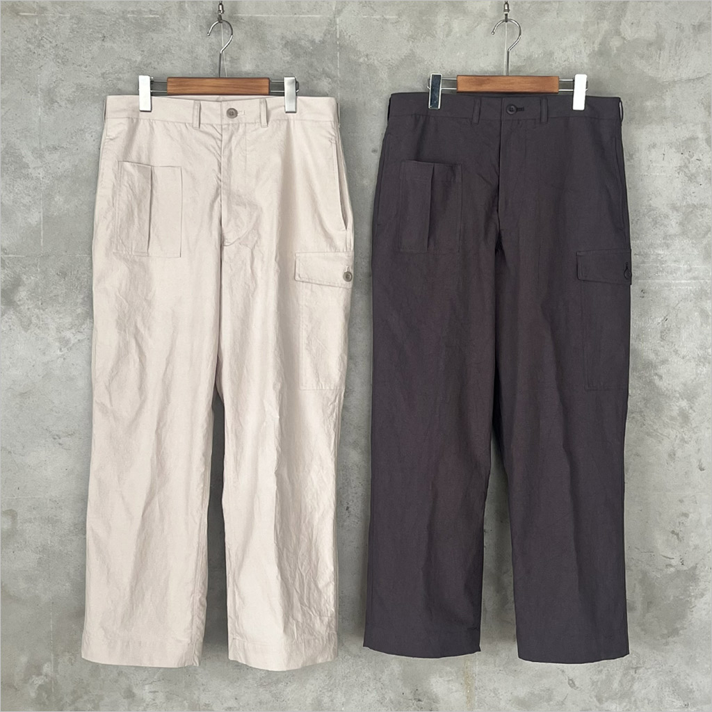 HTS [エイチ ティー エス] 60sコットンリネンプレーン ワークパンツ ユニセックス GNHT2601CLP milky grey/grey｜na-na分室（ノーノブンシツ）
