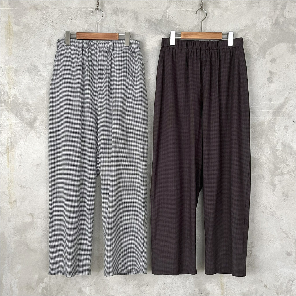 Honnete [オネット] コットンシルクギンガム テーパードパンツ レディース HO-26SS P24 black check/brown check