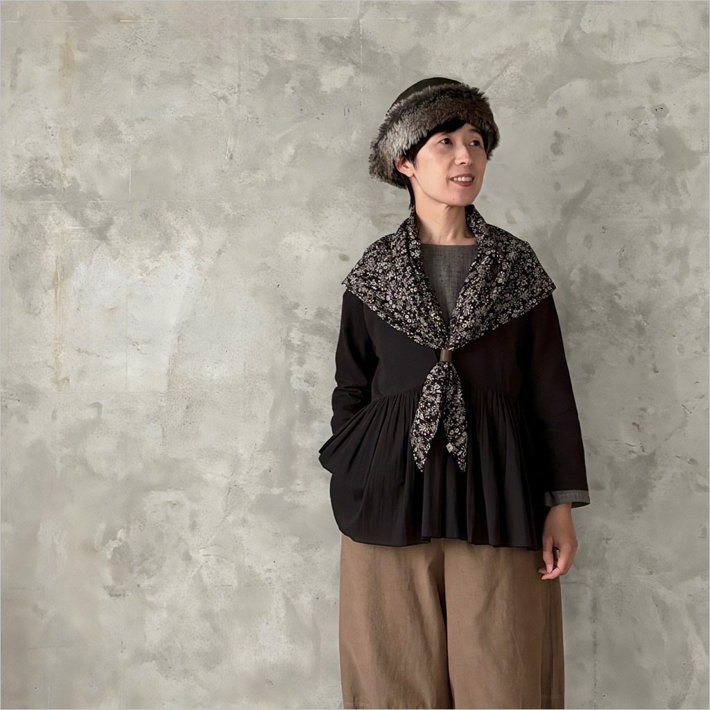 chisaki [チサキ]「Yuuri」キルティング×毛革 鳥打ち帽 レディース 25AW-25 khaki/black レディース帽子-キャップ