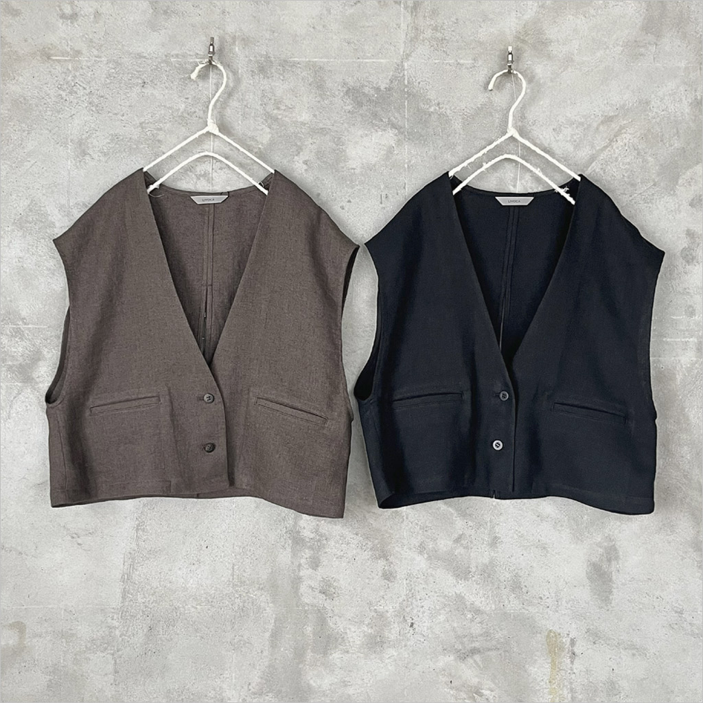 Liyoca [リヨカ] リネンベスト レディース LY62-211 brown/black｜na-na分室（ノーノブンシツ）
