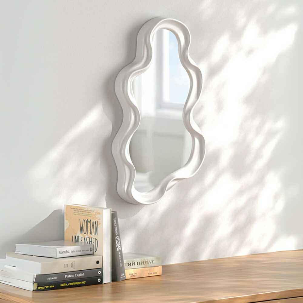 楽天市場】ウェーブミラー フレームミラー ウォールミラー 壁掛け 鏡