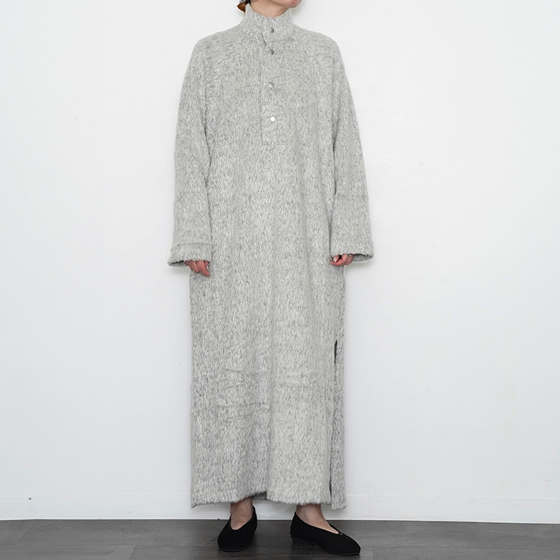 円高還元 FLUFFY DRESS ALPACA SHAGGY FLEECE LIGHT GREYレディース