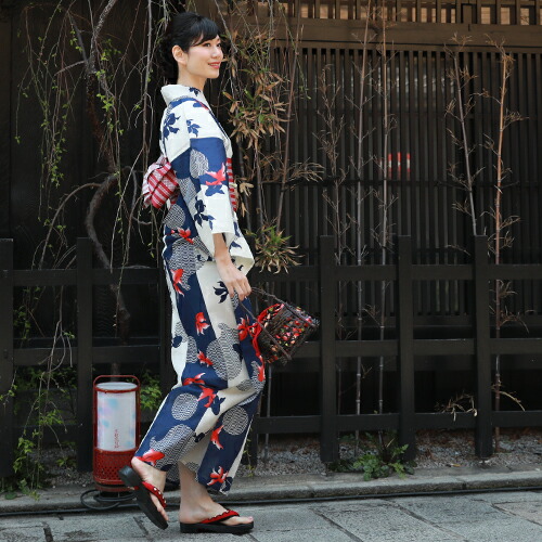 21年レディースファッション福袋 浴衣 和服 セット レトロ 21 レトロ 浴衣セット 浴衣レトロ 浴衣レディース 21 古典柄 紺 生成り 金魚 レトロモダン 大正ロマン 女性 消臭効果 デオサニー Deosunny ジュニアサイズ対応 浴衣 セット レトロ 高級変わり織り綿浴衣