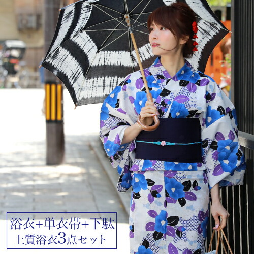 【浴衣反物】NO.3716（水色/夏椿）新品【桜七軒】変わり織り 日本製 浴衣反物】NO.3716（水色/夏椿）新品【桜七軒】変わり織り 日本