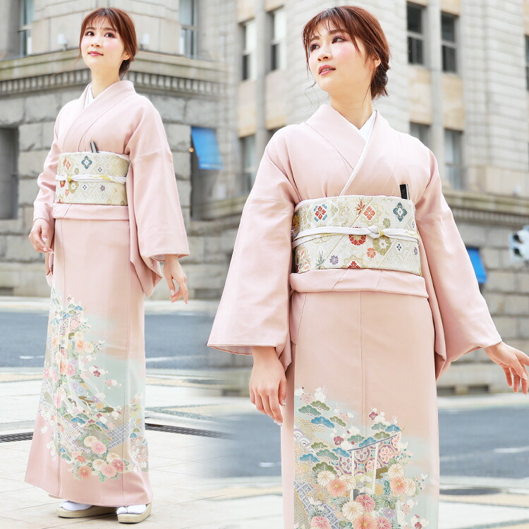 【4/4 20:00～4/10 1:59までポイント10倍】【レンタル】 色留袖 レンタル 結婚式 色留袖 19点フルコーディネートセット ピンク