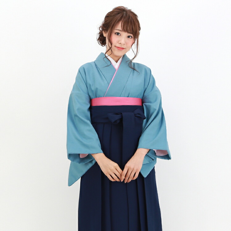 【レンタル】卒業式 袴 レンタル 女 袴セット 教員 卒業式袴セット着物＆袴 フルセットレンタル 安い 教師 「水色の色無地」