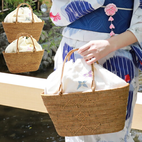 なでしこぴーす 夏 バッグ 浴衣 夏祭り 選べる2色 かご巾着 なでしこ アタかごバッグ 白 着物 浴衣 かごバッグ アタ レディースバッグ オフホワイト 巾着 かごバッグ 大きめ かご バッグ 期間限定10 Offクーポン