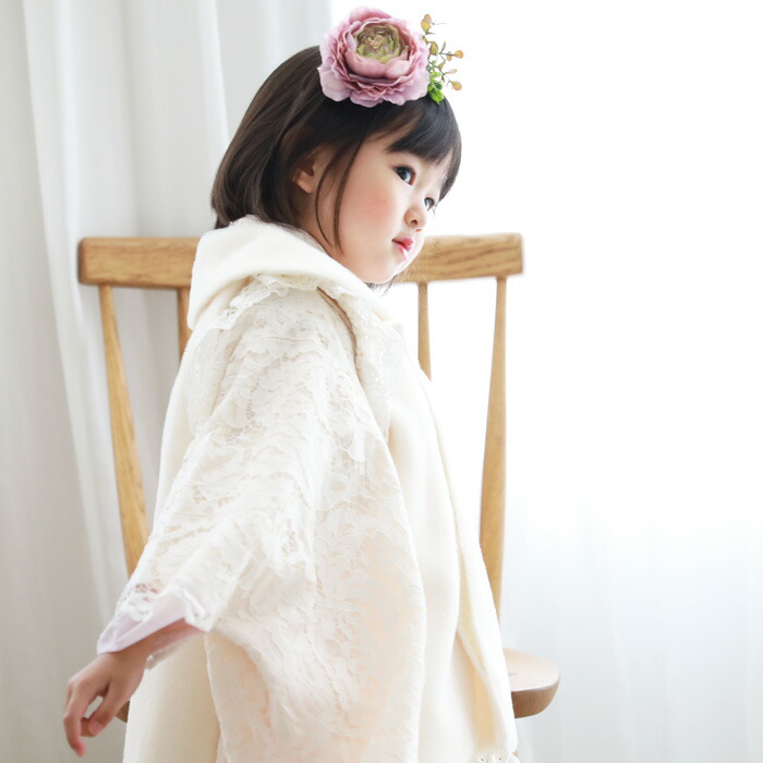 レンタル 七五三 着物 3歳 レンタル 女の子 被布着物10点セット オフホワイト 白のレース着物 白レース着物被布セット モダン 衣装 おしゃれ かわいい ファー衿付き被布 Rvcconst Com