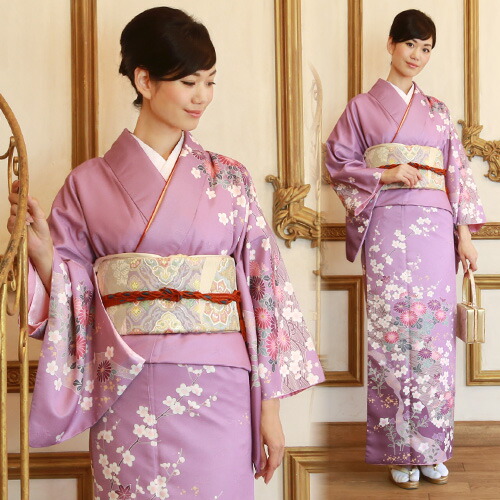 【レンタル】 訪問着 レンタル 19点フルコーディネートレンタルセット モダン 「紫地に菊 桜 桔梗」結婚式 入学式 七五三 ママ 30代 40代 50代
