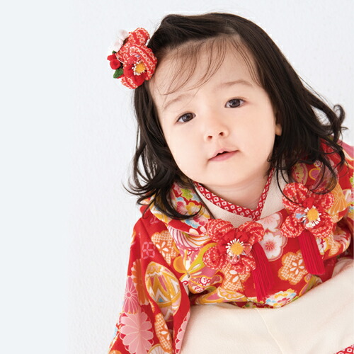 まとめ買いでお得 Japan Style 被布セット 1歳 女の子 ひな祭り 雛祭り 衣装 赤地に鶴 菊 梅 赤ちゃん ベビー 一歳 着物 和服 初節句 ハーフバースデー 誕生日 正月 桃の節句 百日祝い お食い初め Fucoa Cl