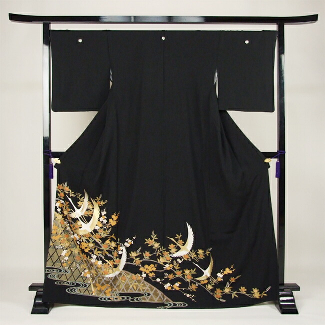 【賃借】 留袖 賃借 お召しもの 黒留 黒留袖 19点フルコーディネートセット 華燭の典 rental とめそで kimono きもの 着物セット-和服-レディースファッション