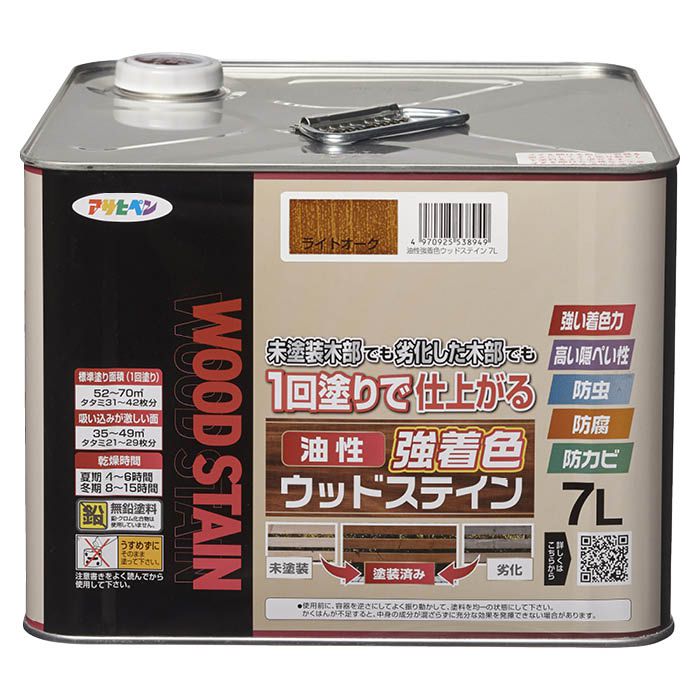 アサヒペン 油性強着色ウッドステイン 7Lライトオーク