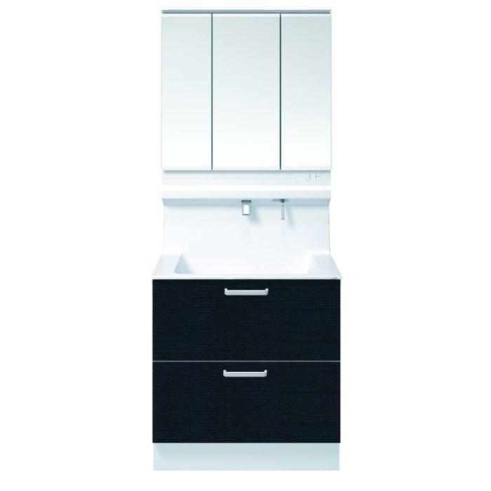 TOTO 洗面化粧台オクターブLite　W750　ワイド三面鏡　二段引出 LDSF075BQGDN1+LMFS075A3GLC1G