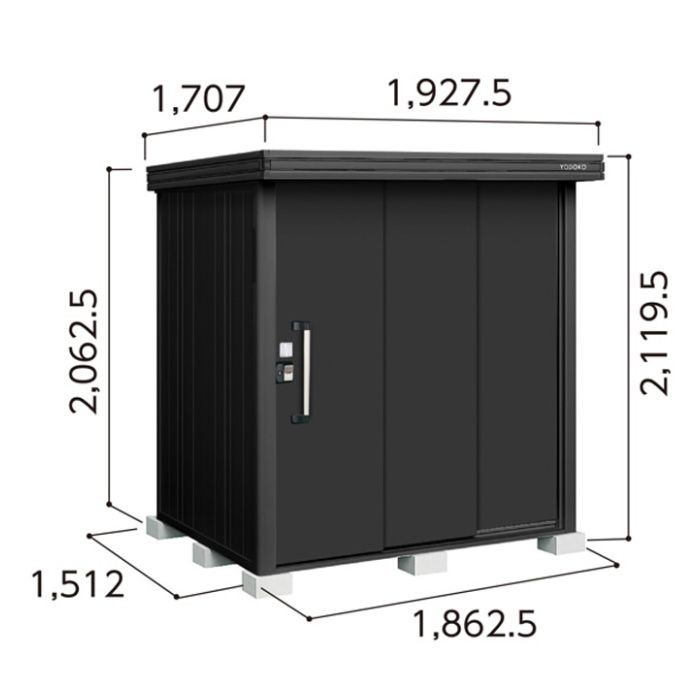 ヨドコウ ヨド物置 BLACKエルモ【本体のみ】 間口1927.5mm LMD-1815-BK（BK）｜ホームプラザナフコ店