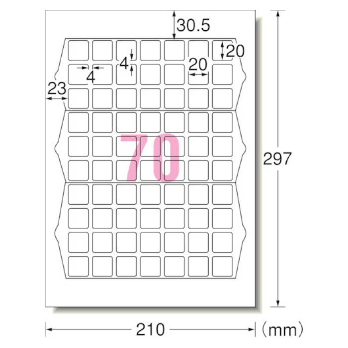 T 3M スリーエム エーワン TM上 ラベルシール プリンタ兼用 70面 四辺余白付 角丸正方形20枚 数量は多